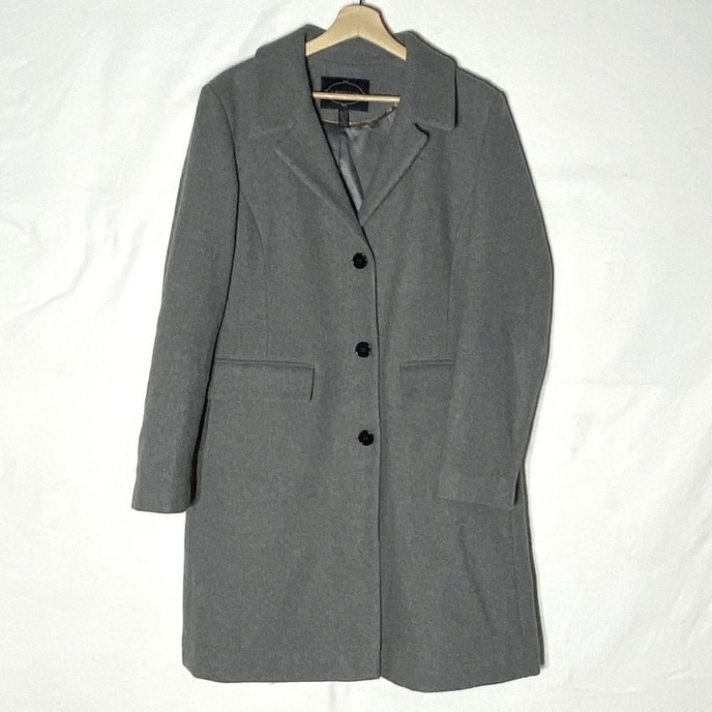 1 Madison Luxe Outerwear Grey Wool Blend Long Overcoat XL